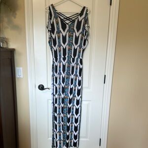 Apt. 9 Blue and White Spaghetti Strap Bodycon Maxi
